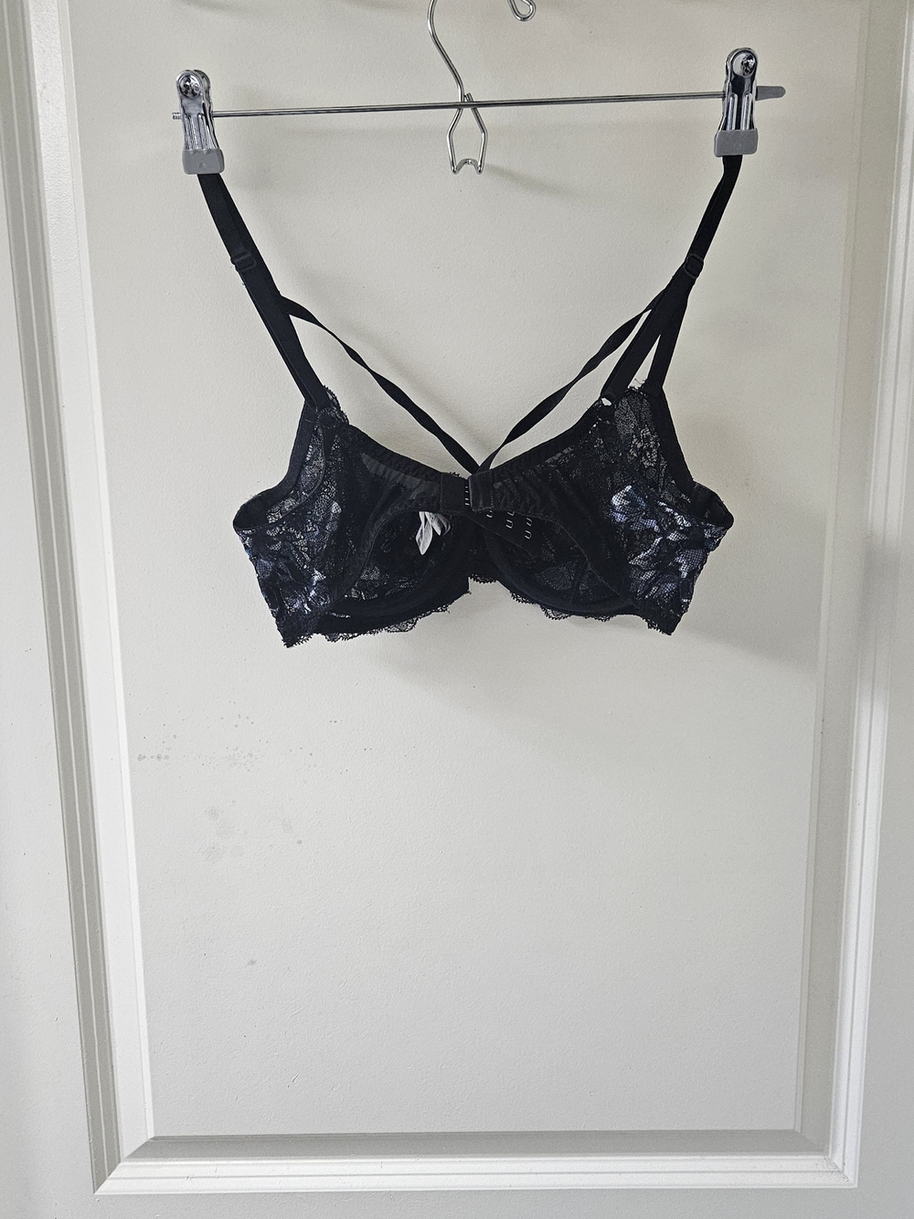 Cosabella Black Lace Underwire Bra with Blue Floral Embroidery - Picture 12 of 13